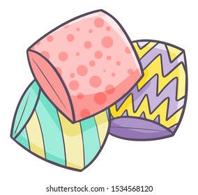 Cute and funny three colorful pillows for your relaxation