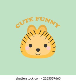 cute funny tiger head character. vector hand drawn cartoon mascot character illustration icon. Isolated on a soft tiger background.