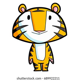 Cute and funny tiger standing and smiling - vector.