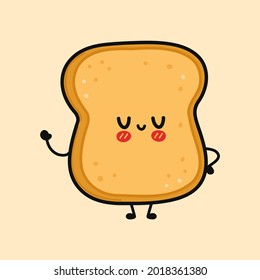 Cute funny toast character. Vector hand drawn cartoon kawaii character illustration icon. Toast character concept