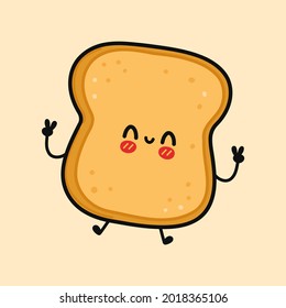 Cute funny toast character. Vector hand drawn cartoon kawaii character illustration icon. Toast character concept