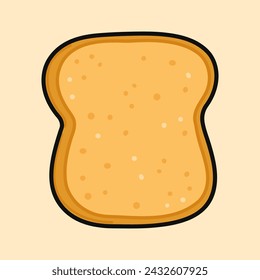 Cute funny Toast piece of bread. Vector hand drawn cartoon kawaii character illustration icon. Isolated on brown background. Toast piece of bread character concept