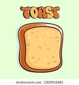 Cute funny toast. Vector hand drawn cartoon kawaii character illustration icon. Isolated on white background. Sliced toast bread character concept