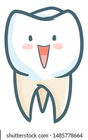 Cute and funny tooth with laughing happy face