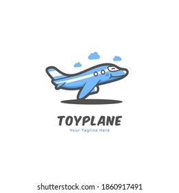 Cute funny toy plane logo icon symbol in cartoon comic mascot character of flying humanized plane