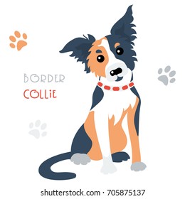 Cute funny tricoloured dog Border Collie breed vector