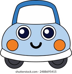 It is a cute funny truck, a car with a smiling face, vector illustration.