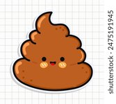 Cute funny Turd sticker. Vector hand drawn cartoon kawaii character illustration icon. Isolated on background. Happy Turd card character concept