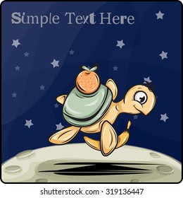 Cute and funny turtle. Icon. Card, postcard. Character design