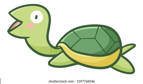 Cute and funny turtle laughing happily in a zoo