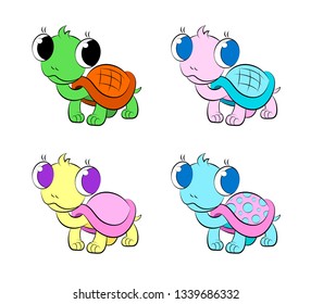 cute funny turtle mascot character on white background in vector