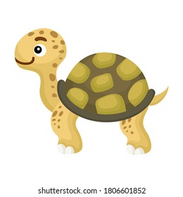 Cute funny turtle print on white background. Ocean cartoon animal character for design of album, scrapbook, greeting card, invitation, wall decor. Flat colorful vector stock illustration.