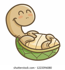 Cute and funny turtle smling and lie down - vector