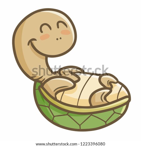 Cute and funny turtle smling and lie down - vector