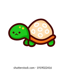 Cute funny turtle. Vector flat line cartoon kawaii character illustration icon. Isolated on white background. Turtle pet character concept
