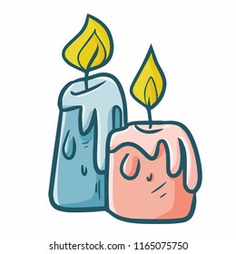 Cute and funny two candles for halloween or other event - vector