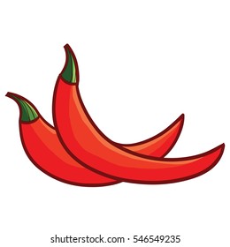 Cute and funny two hot chilli - vector.