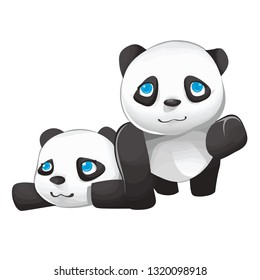 Cute and funny two pandas