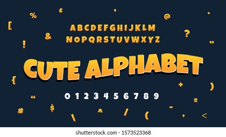cute and funny typeface.
alphabet, signs and numbers. font design 