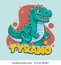 Cute Funny Tyrannosaurus Rex Dinosaur Character in Hand Drawn Vector Cartoon Illustration Design for sticker, badge, patch, banner, greeting card, invitation