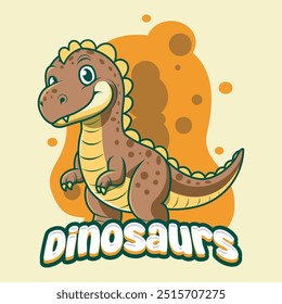 Cute Funny Tyrannosaurus Rex Dinosaur Character in Hand Drawn Vector Cartoon Illustration Design for sticker, badge, patch, banner, greeting card, invitation