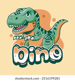 Netter lustiger Tyrannosaurus Rex Dinosaurier Charakter in handgezeichneter Vektorgrafik Illustration Design für Aufkleber, Abzeichen, Patch, Banner, Grußkarte, Einladung