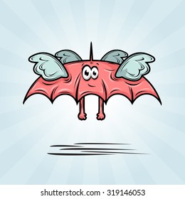 Cute and funny umbrella. Icons. Characters. Card. Postcard.