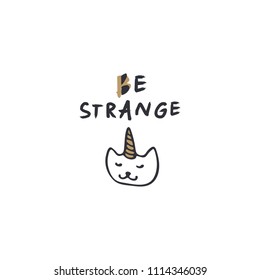 Cute funny unicorn cat. Vector, clipart, isolated details. Editable elements.