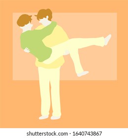 cute funny unique character, romantic gay couple with romantic moment and enjoy time together. modern flat design for valentine's day