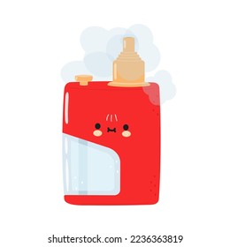 Cute funny vape character. Vector hand drawn cartoon kawaii character illustration icon. Isolated on whte background. Vape character concept