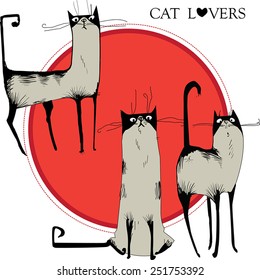  The cute funny vector  cats 