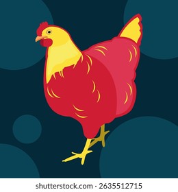 Cute funny vector color illustration with chicken. Vector art