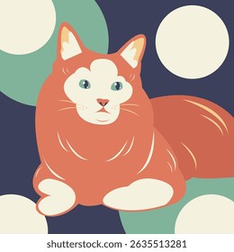 Cute funny vector color illustration with cat. Vector art