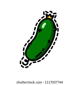 Cute funny vector illustrations of an half sliced avocado. Fat fruit on white background in doodle cartoon style suitable for stickers, fashion patches, badges, print, books, menus