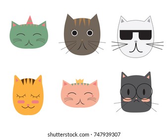 Cute funny vector kitty cats