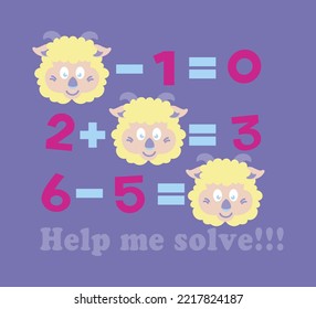 Cute and funny vector sheep with  Mathematical design 