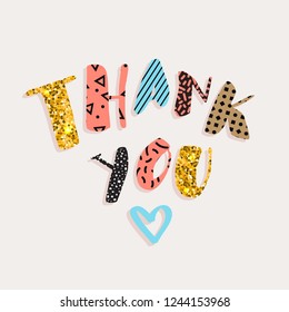 Cute and funny vector thank you card. Gratitude card. Vector illustration for your graphic design.