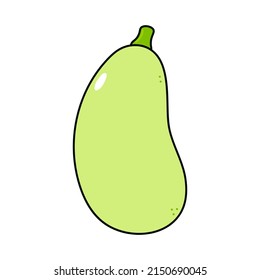 Cute funny vegetable marrow character.Vector hand drawn traditional cartoon vintage,retro, kawaii character illustration. Isolated white background. Vegetable marrow emoji,child,baby,adorable,kids