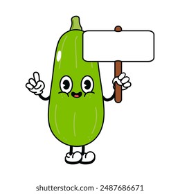 Cute funny vegetable marrow with inscription character. Vector hand drawn traditional cartoon vintage, retro, kawaii character illustration icon. Isolated background. Happy vegetable marrow