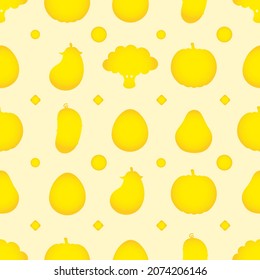 Cute funny vegetables keto concept seamless pattern. Vector hand drawn cartoon kawaii character illustration icon. Cute kawaii vegetables cartoon seamless pattern concept