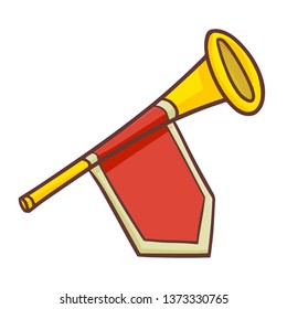 Cute and funny vintage trumpet with flag