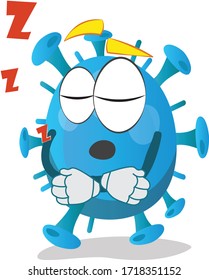 cute funny virus character sleeping with comfort