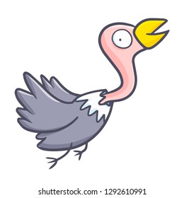 Cute and funny vultureflying and laughing happily - vector.