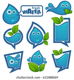 cute and funny water drop, vector  banner template design