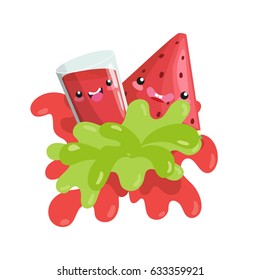 Cute and funny watermelon cartoon design. Vector illustration 