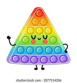 Cute funny waving hand popit (pop it) character. Vector hand drawn cartoon kawaii character illustration icon. Isolated on white background. Popit (pop it)  character concept