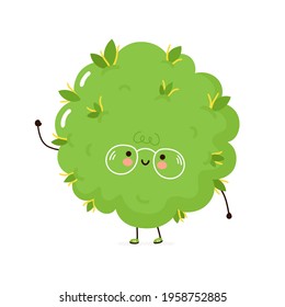 Cute funny weed bud character. Vector hand drawn cartoon kawaii character illustration icon. Isolated on white background. Weed marijunana bud character concept