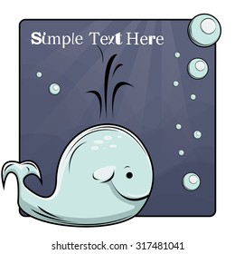 Cute and funny whale. Icon. Card, postcard. Character design