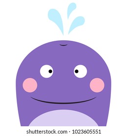Cute, funny whale with water. Vector eps 10