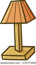 Cute and funny wooden desk lamp in cartoon style